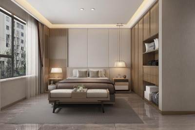 新中式卧室3D模型下载